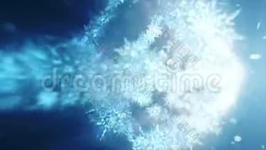 新宁冬天象征着美丽的<strong>雪花</strong>。 旋转雪的漩涡。 冬季模式。 美丽的<strong>雪花飞舞</strong>。 循环动画。